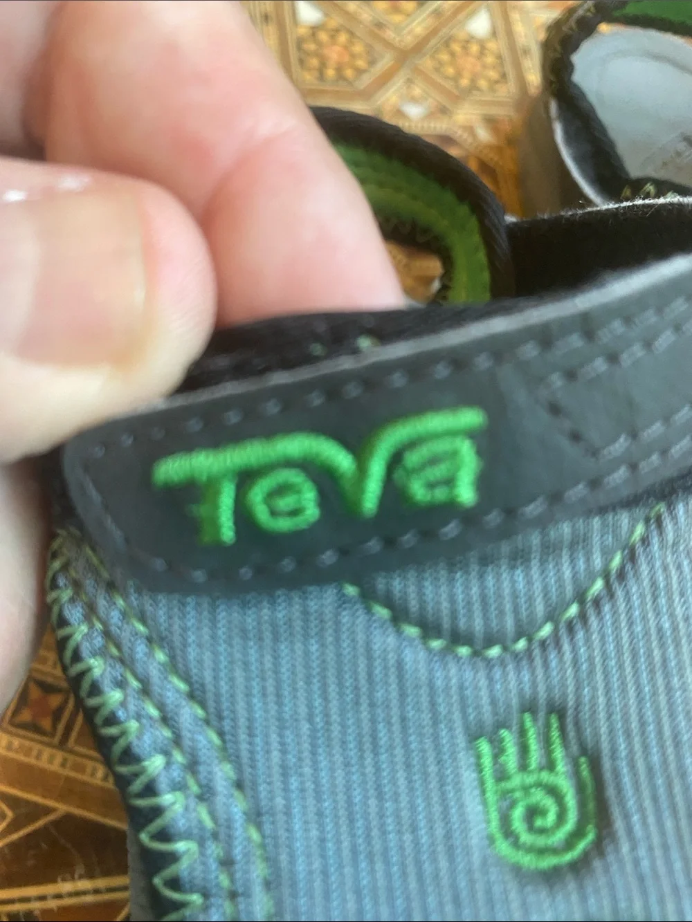 Teva Kids Gray and Green Adjustable Hook-and-Loop Sandals